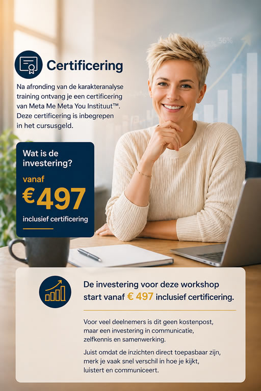 Wat is de investering voor deze karakteranalyse training?